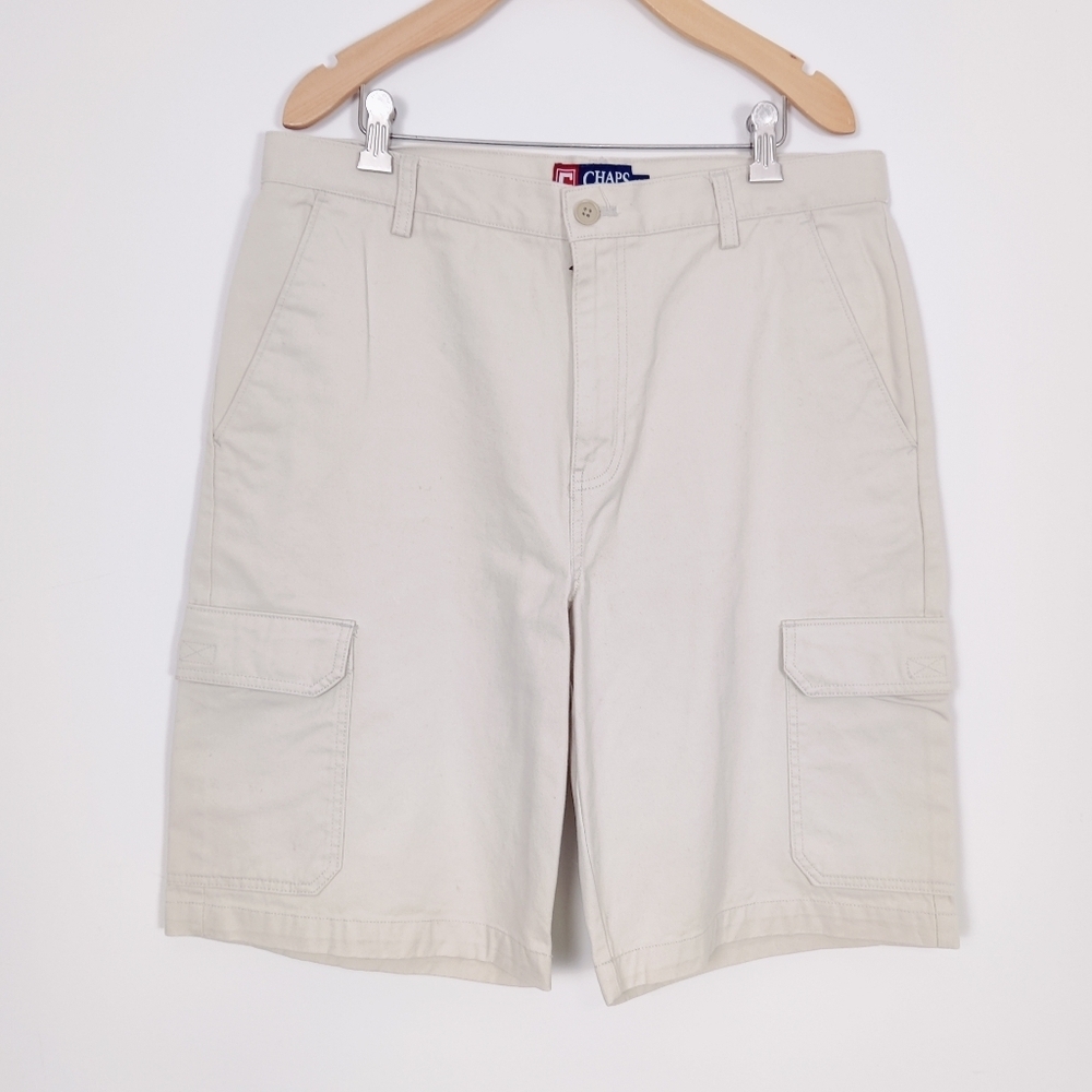 Chaps Men's Cargo Shorts in Cream Size 34 Gorpcore 100% Cotton